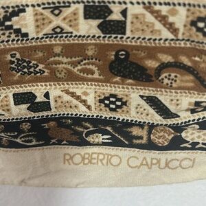 Scarf Roberto Capucci Silk Square 32" Square Large Yellow Hand Stitched